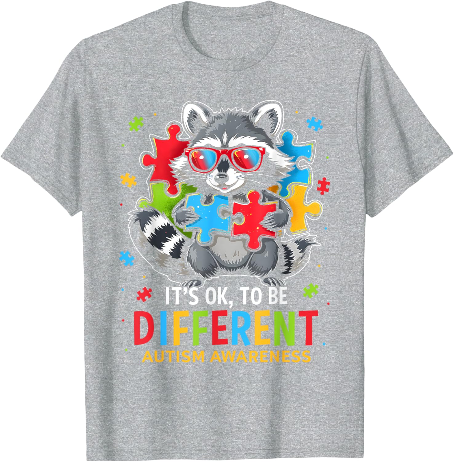 Autistic Raccoon T-Shirt It's Okay to Be Different Autism Awareness Tee - 2