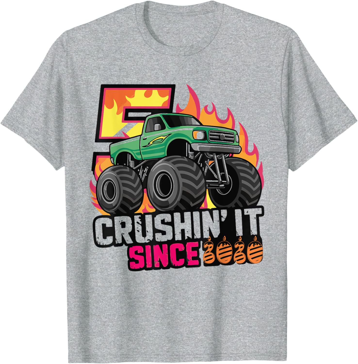 Birthday Monster Truck T-Shirt for 5 Year Old Boys - Fun Party Gift - 1