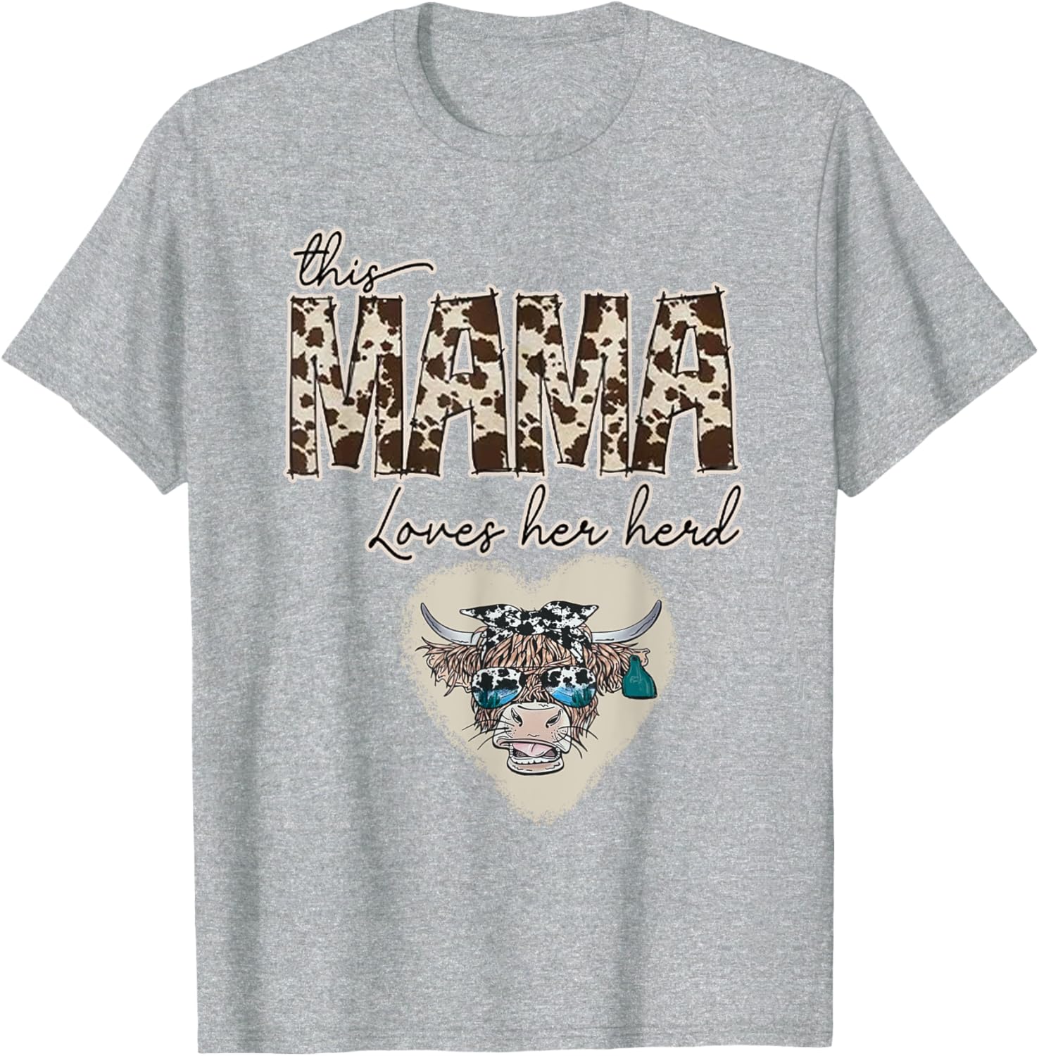 Cute Cow Print Mama Shirt for Farmers, Love Your Herd T-Shirt - 8