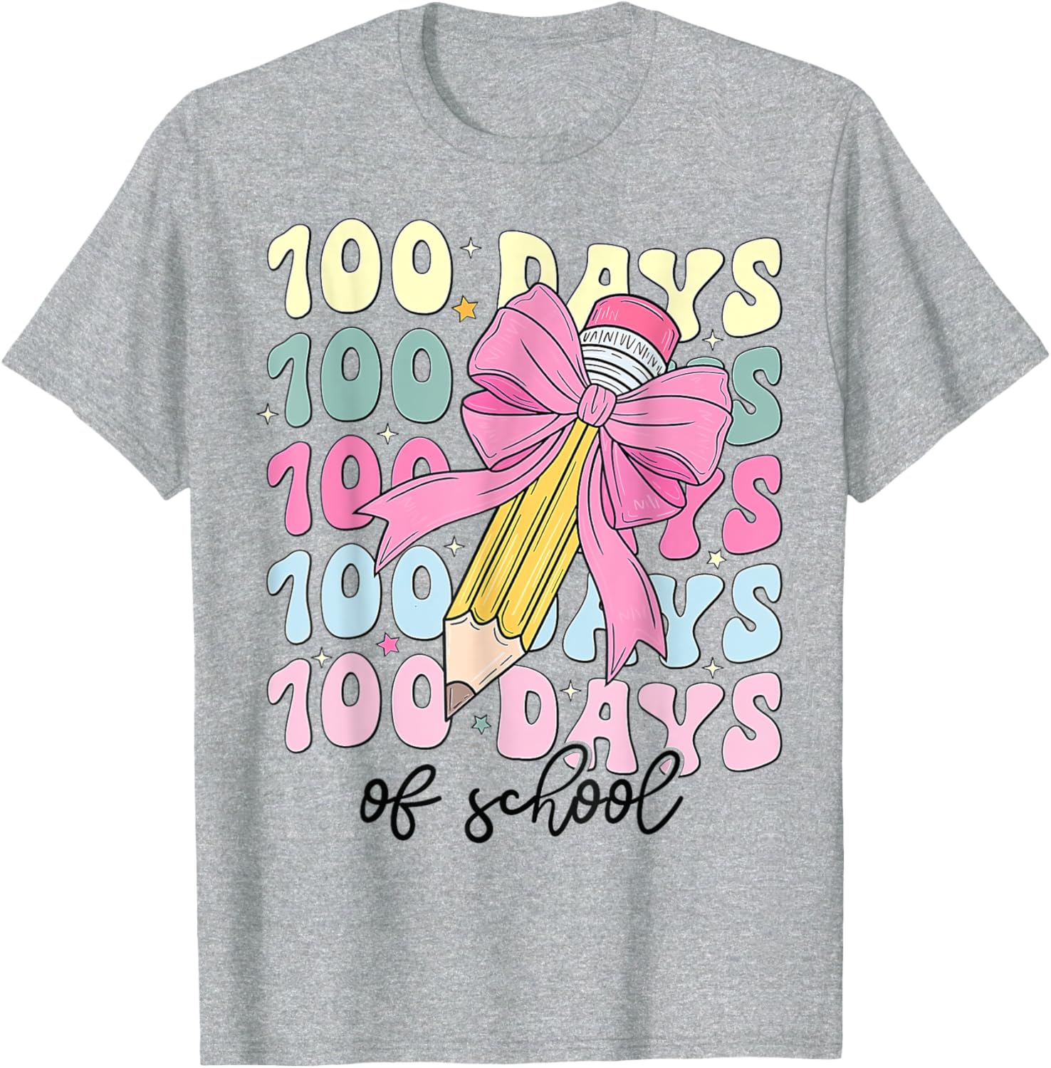 Coquette Bow 100th Day of School T-Shirt for Girls Fun School Celebration - 9
