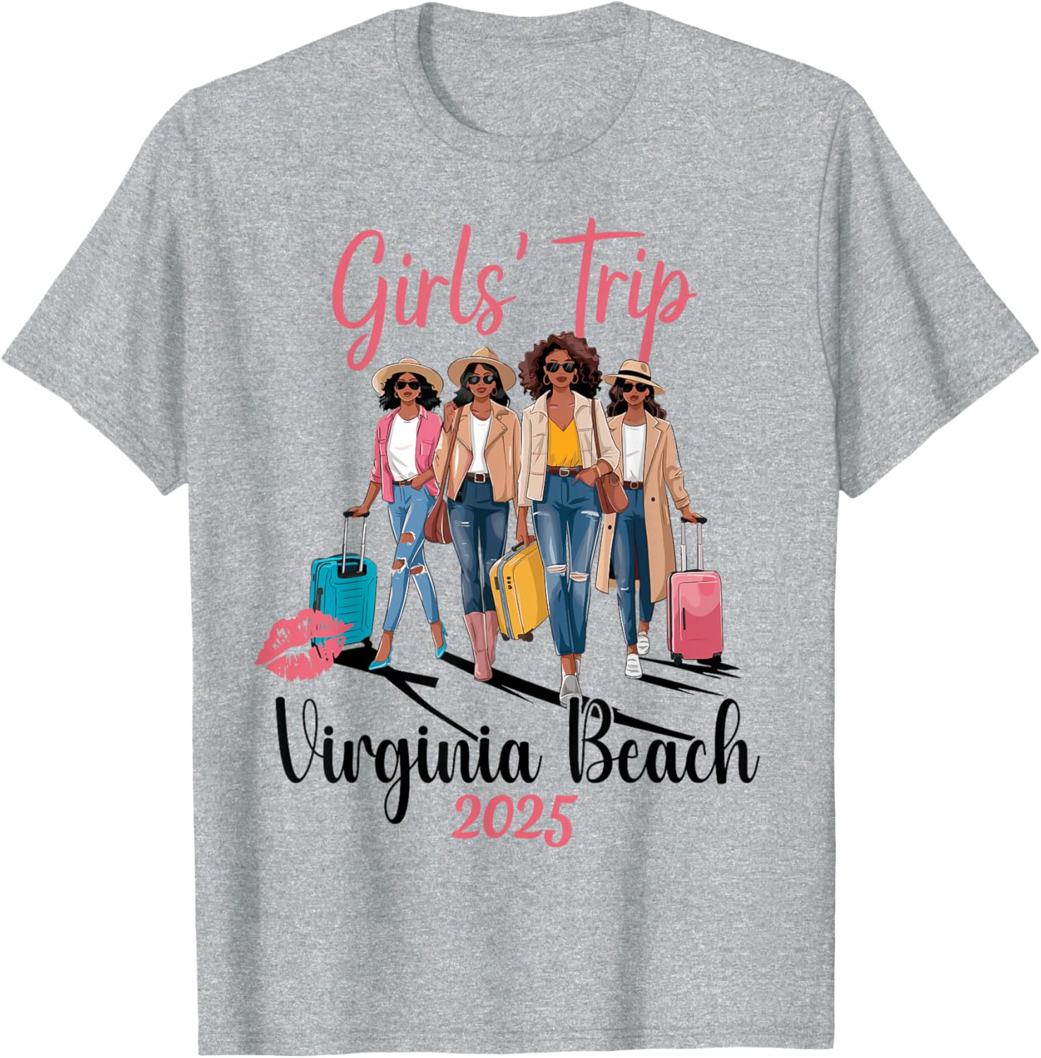 Black Girls Trip Virginia Beach 2025 Vacation Birthday T-Shirt Design - 7