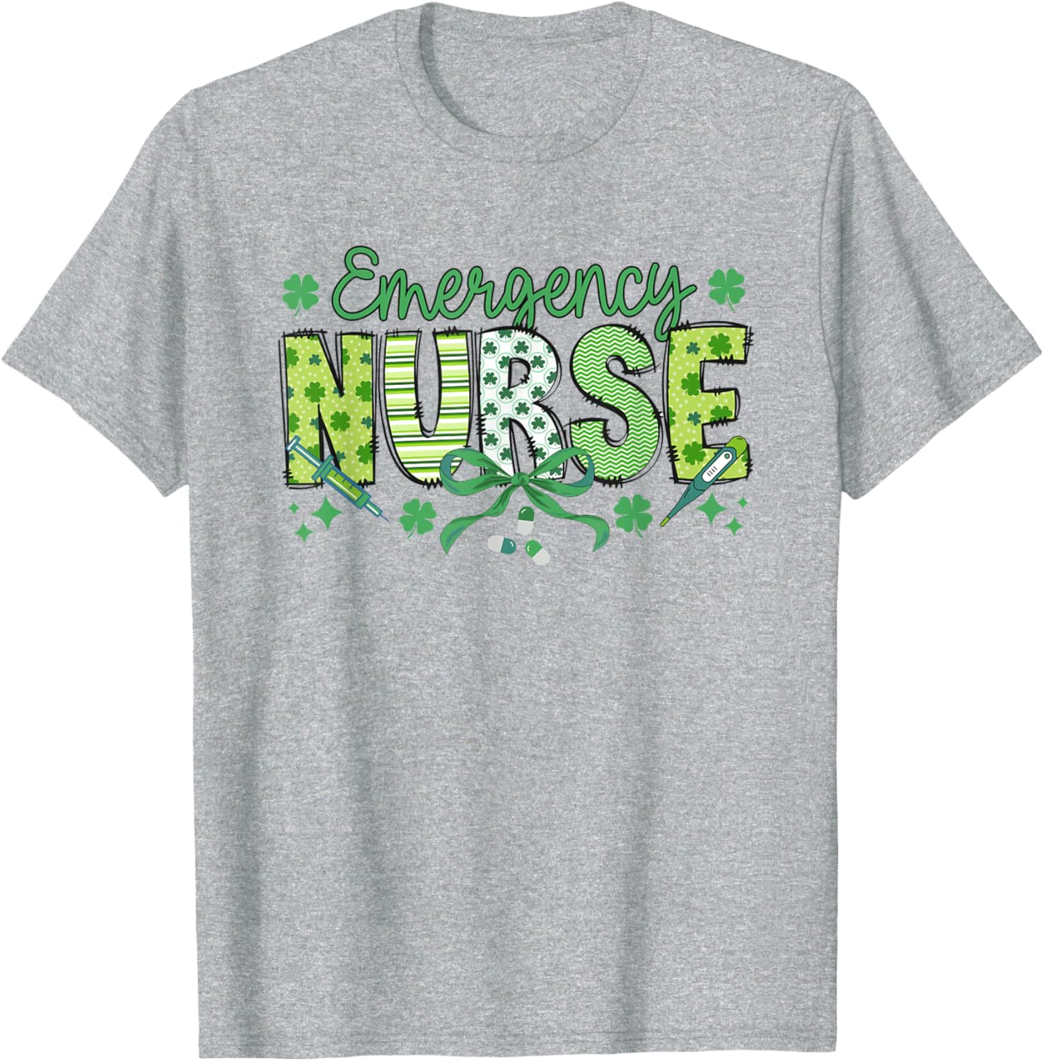 St Patrick's Day Shamrock Clover T-Shirt for Women Nurses ER RN - 8