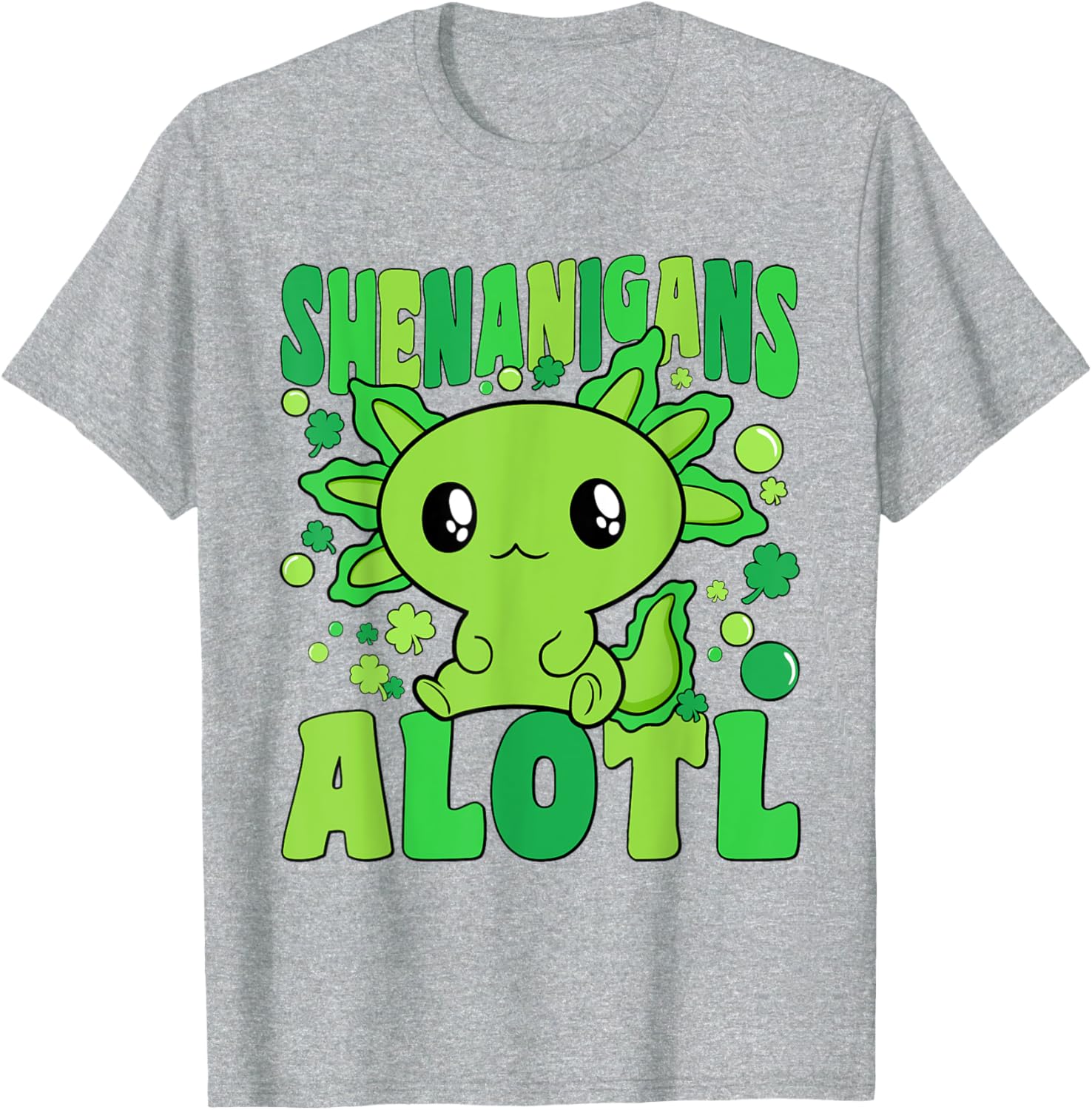 Cute Axolotl St Patricks Day T-Shirt for Kids - Fun Alotl Design - 24