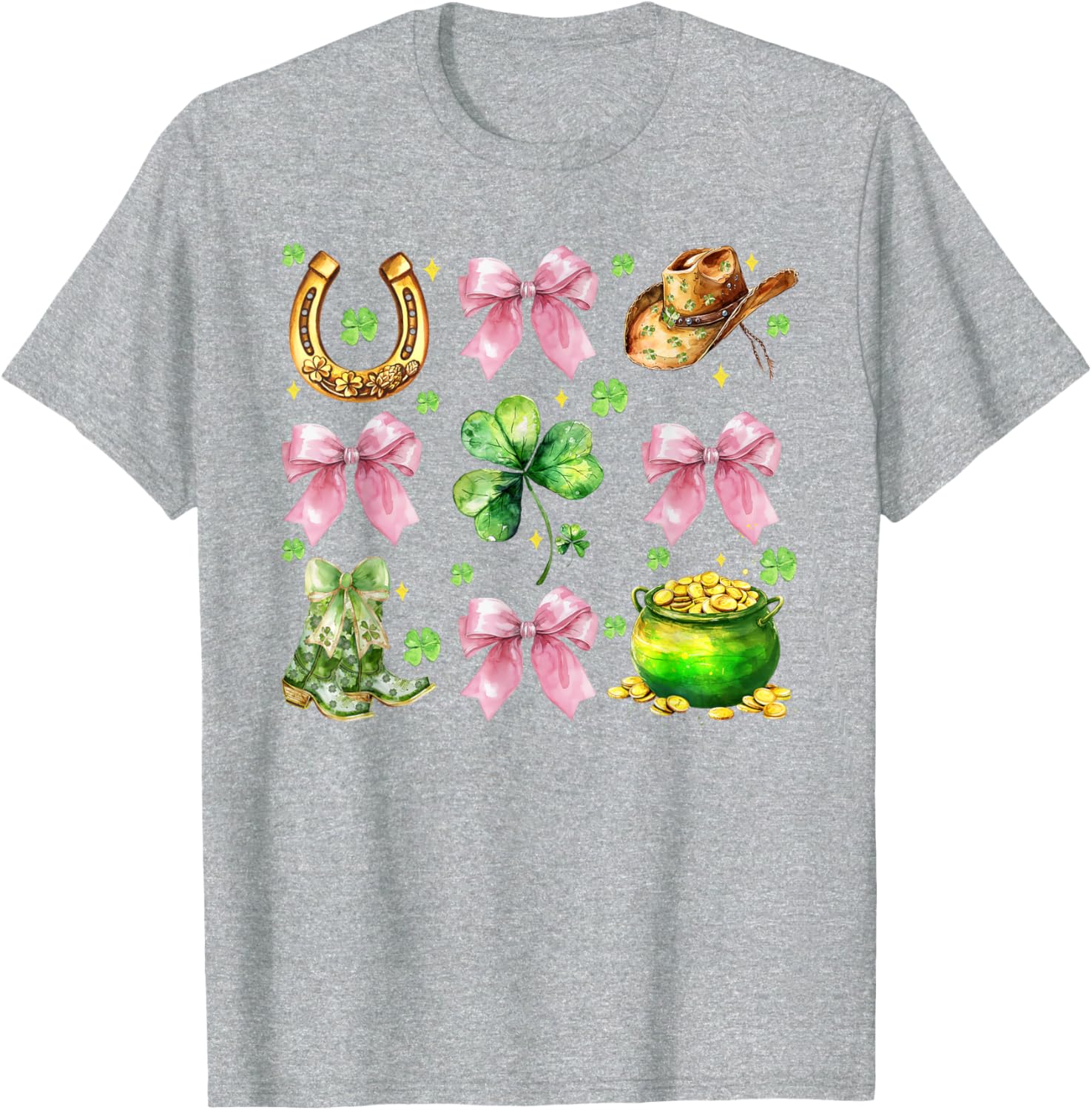 Coquette Lucky Clover Green Bow Shamrock St Patrick's Day T-Shirt - 21