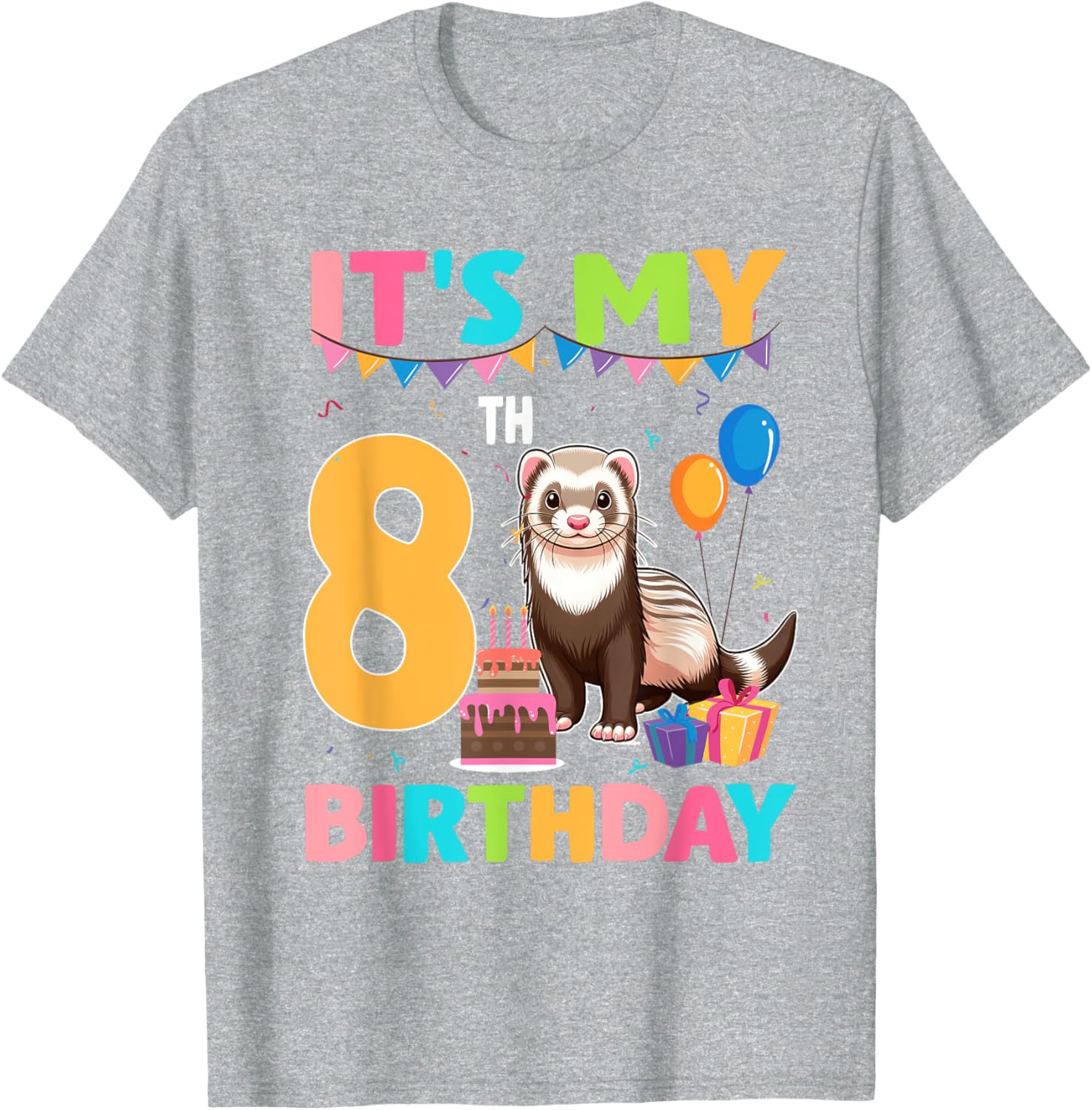 8th Birthday Ferret Lover T-Shirt for Fun Party Celebrations - 10