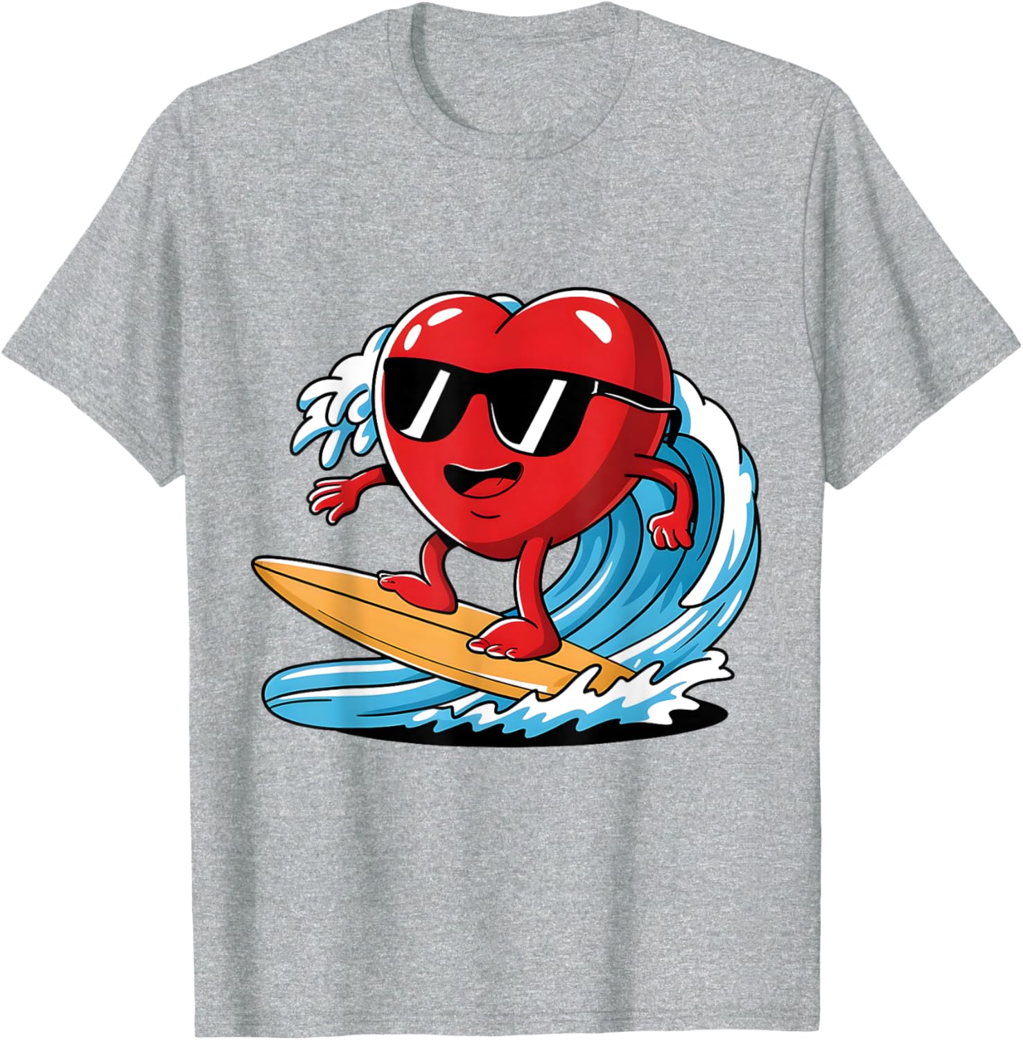 Surfing Heart Funny T-Shirt for Boys and Men - Perfect Valentine's Gift - 7