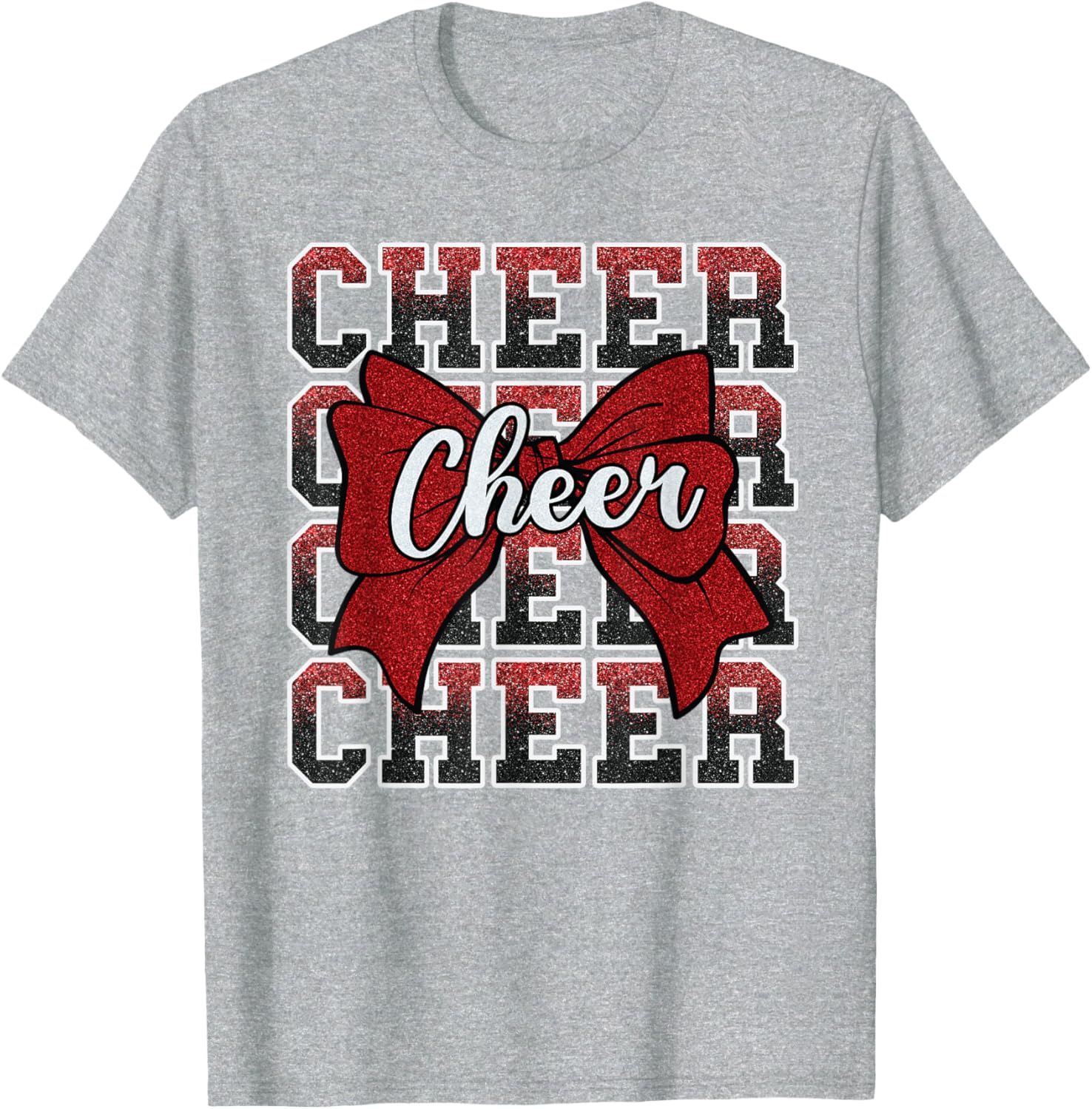 Coquette Cheer Bow Funny Sport Cheerleader Red T-Shirt for Cheer Fans - 13