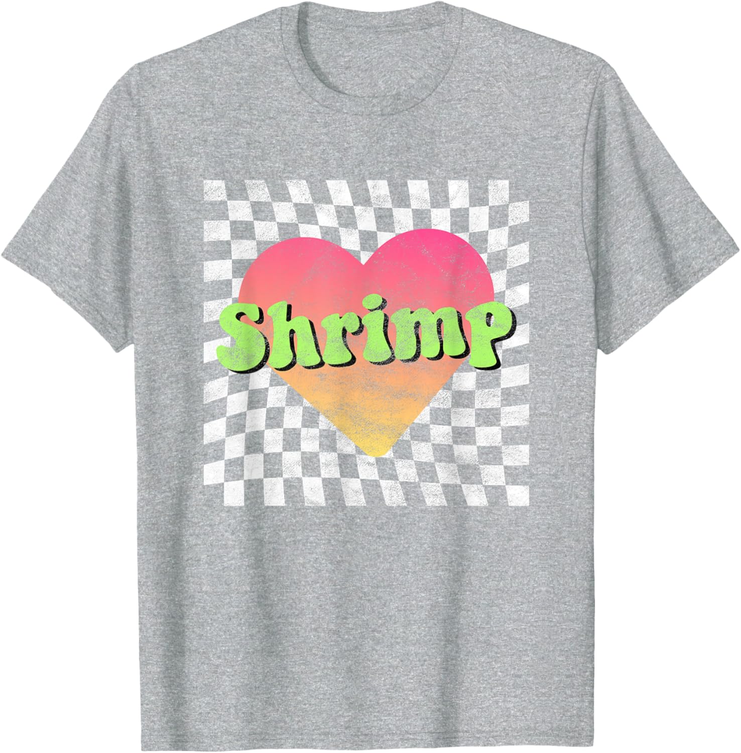 Vintage Retro Shrimp Lover Heart T-Shirt for Seafood Fans - 1