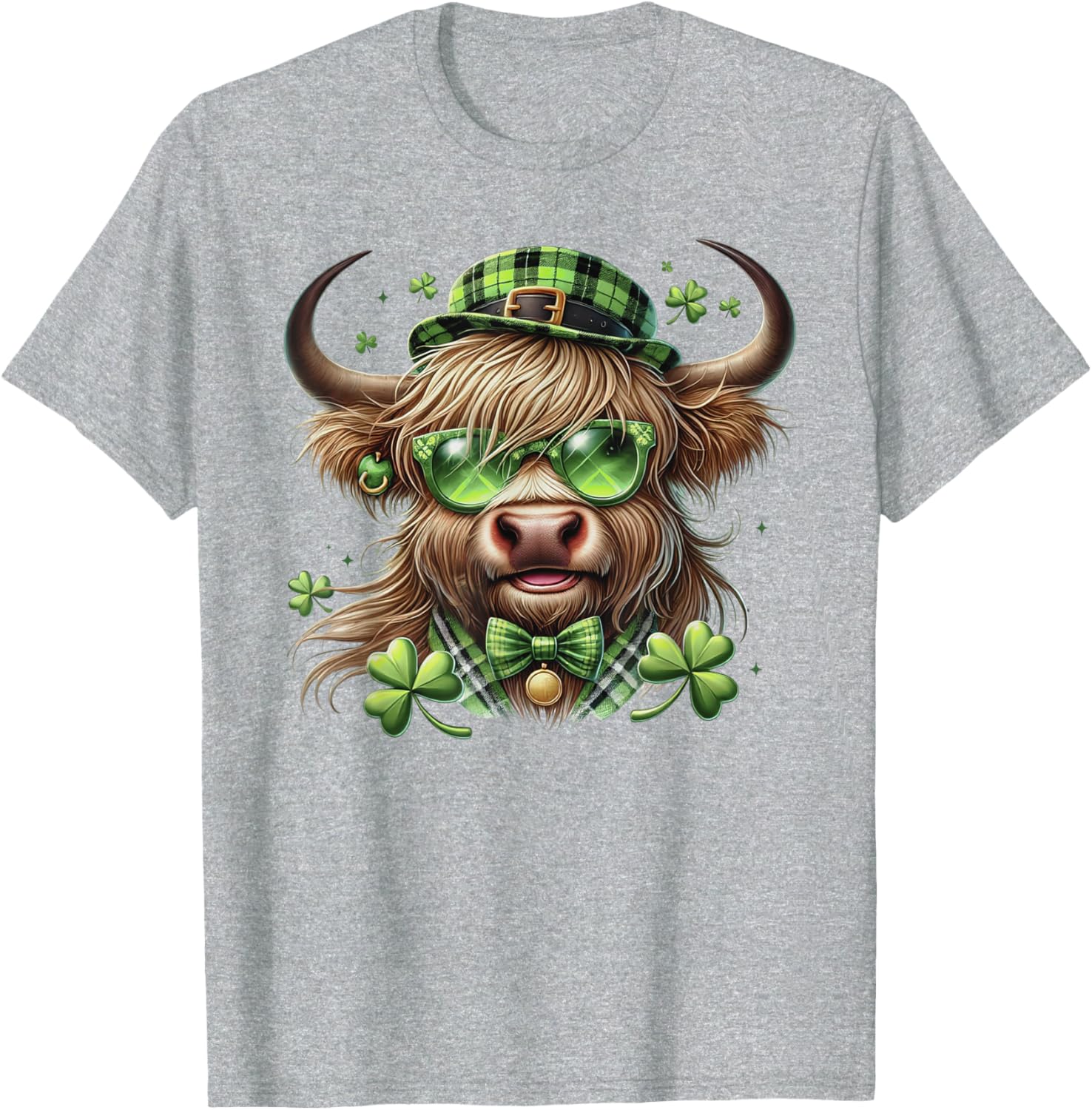 St Patrick's Day Highland Cow Shamrock Women's T-Shirt for Celebrations - 5