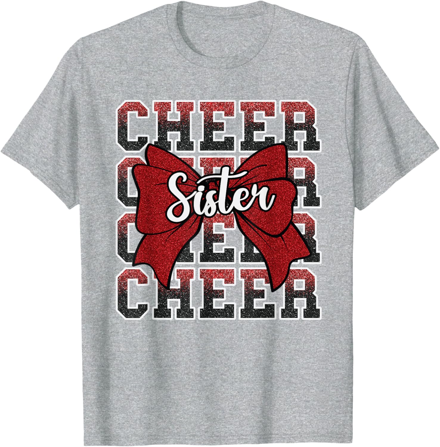 Coquette Cheer Sister Bow Red T-Shirt for Sport Cheerleaders - 29