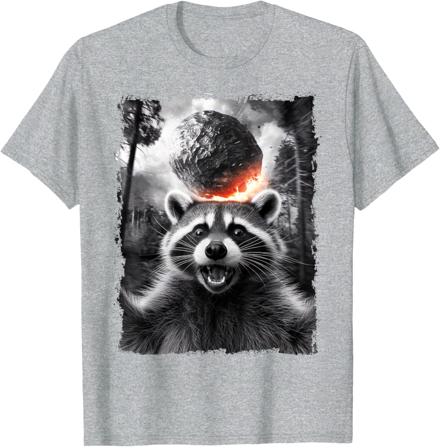 2024 Raccoon Asteroid Impact Selfie Photo T-Shirt for Fun Earth Lovers - 25