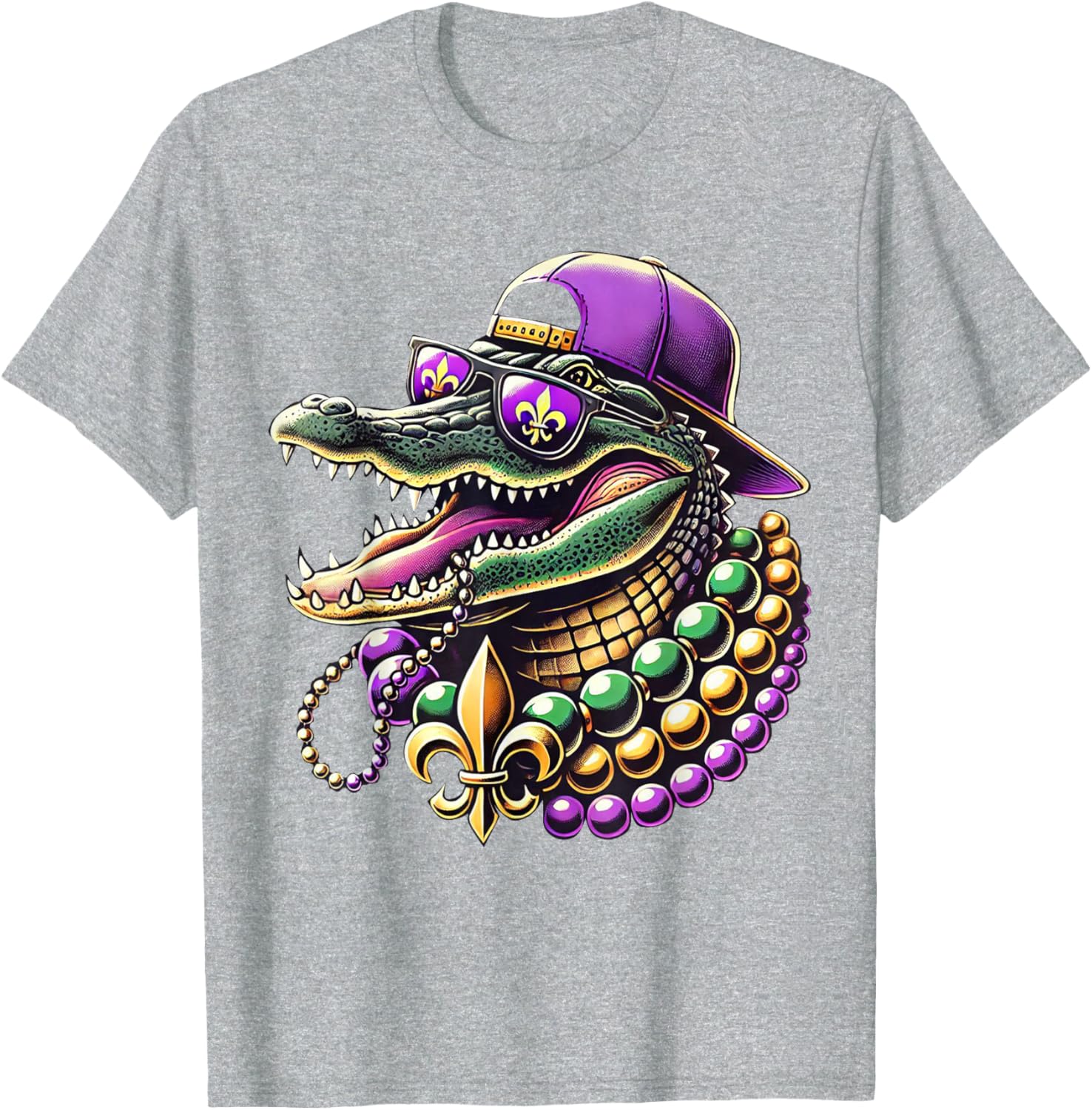Unisex Mardi Gras T-Shirt - Cartoon Pattern Black Short Sleeve Tee - 18