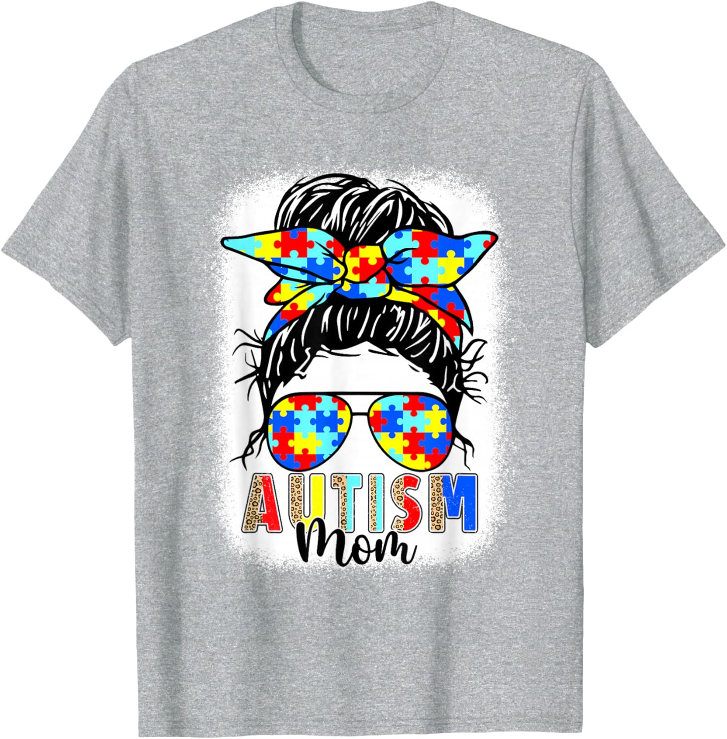 Autism Mom Life Messy Bun T-Shirt Perfect for Mother's Day Gift - 2