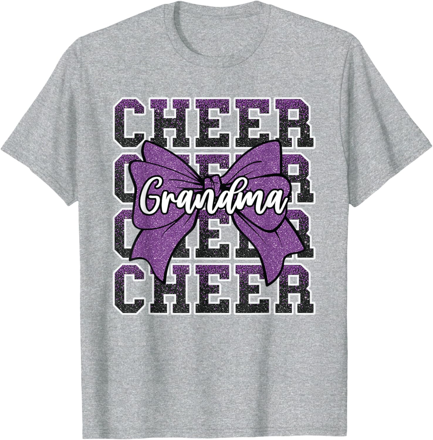 Cheer Grandma Bow Sport Purple T-Shirt for Cheerleaders and Fans - 3